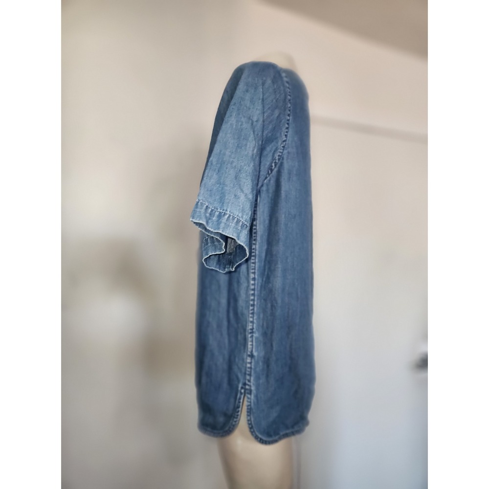 RAG & BONE Denim Lace Up Front Short Sleeve Blouse M Chambray Top Comfy casual - Picture 6 of 10